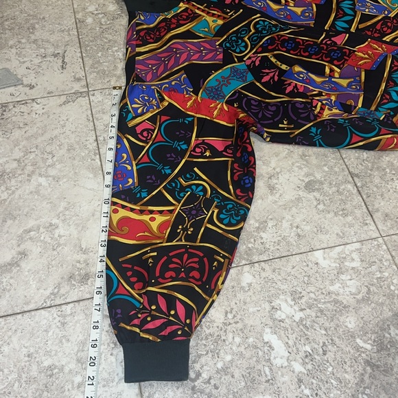 Vintage silk colorful whimsical geometric funky unique lightweight bomber jacket - Picture 11 of 12